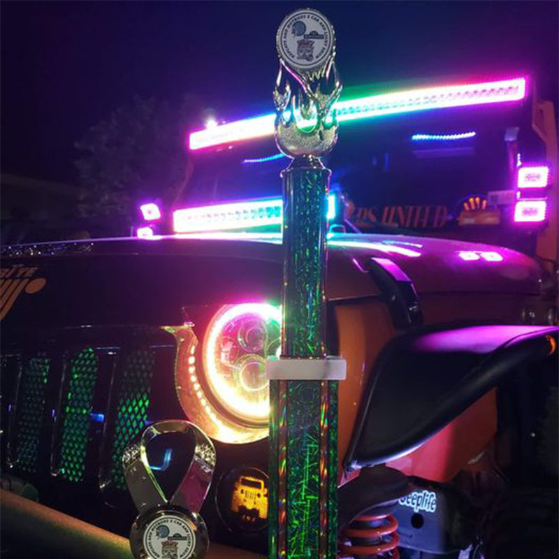 12 inch 72W 7200LM Straight Double Row Spot Flood LED Light Bar with RGB Halo Ring