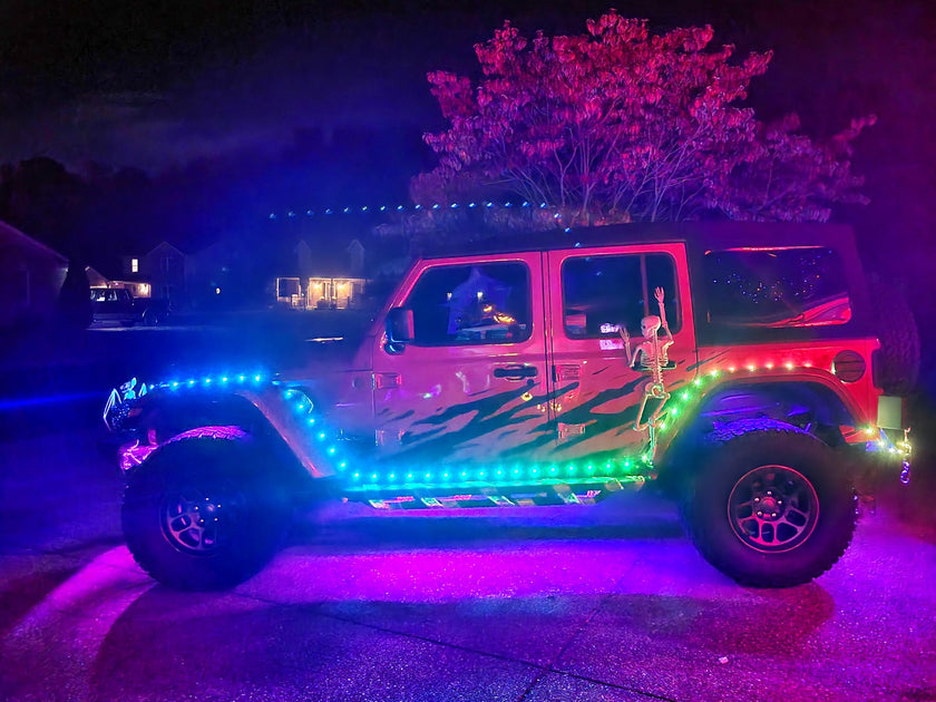 Nicoko 6 Pack RGB LED Chasing Multicolor Rock Lights with 108 LEDs Neon Underglow Kit with APP/RF Music Control Lighting with 4 Extension Wire Halo Over 200 Modes IP68 for Car，UTV, ATV, Truck 1 Year