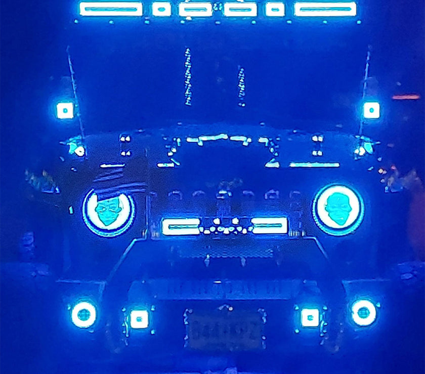 Nicoko Bluetooth app control 4" LED Fog Lights with Muticolor RGB Chase halo come with Music Function over 300 Chasing Modes for Wrangler JK JKU TJ LJ Dodge Chrysler Cherokee Front Bumper