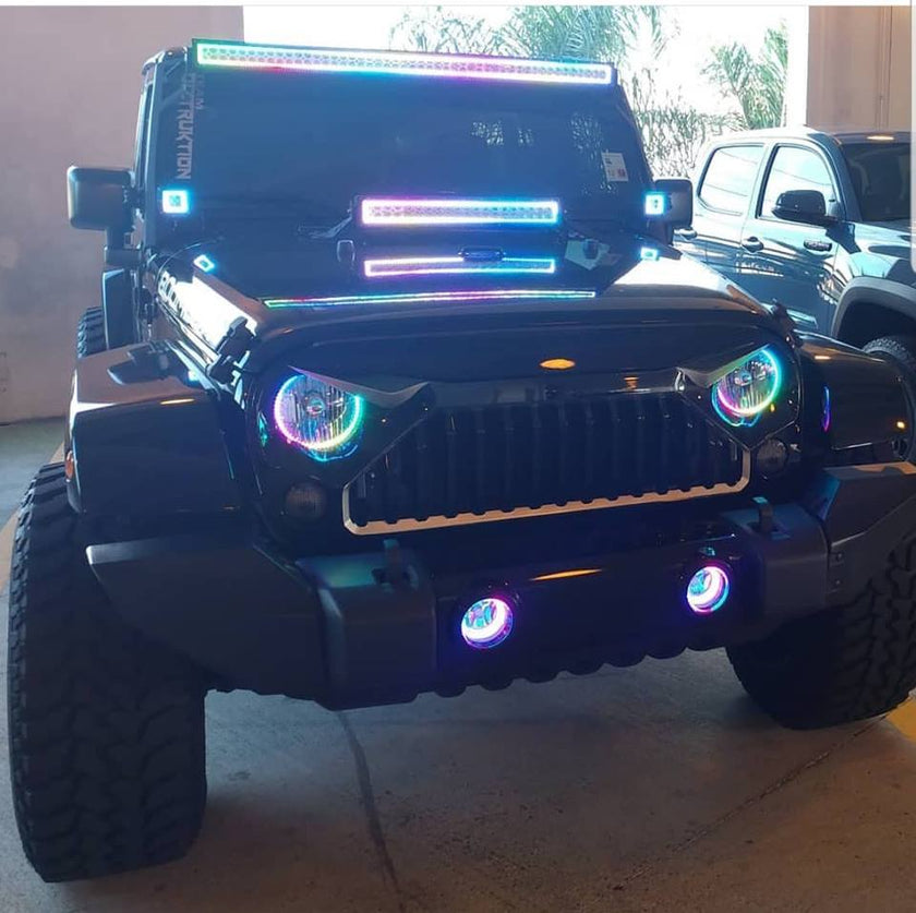 Nicoko 120w 20/22inch Straight Led light bar with Chasing RGB halo Strip