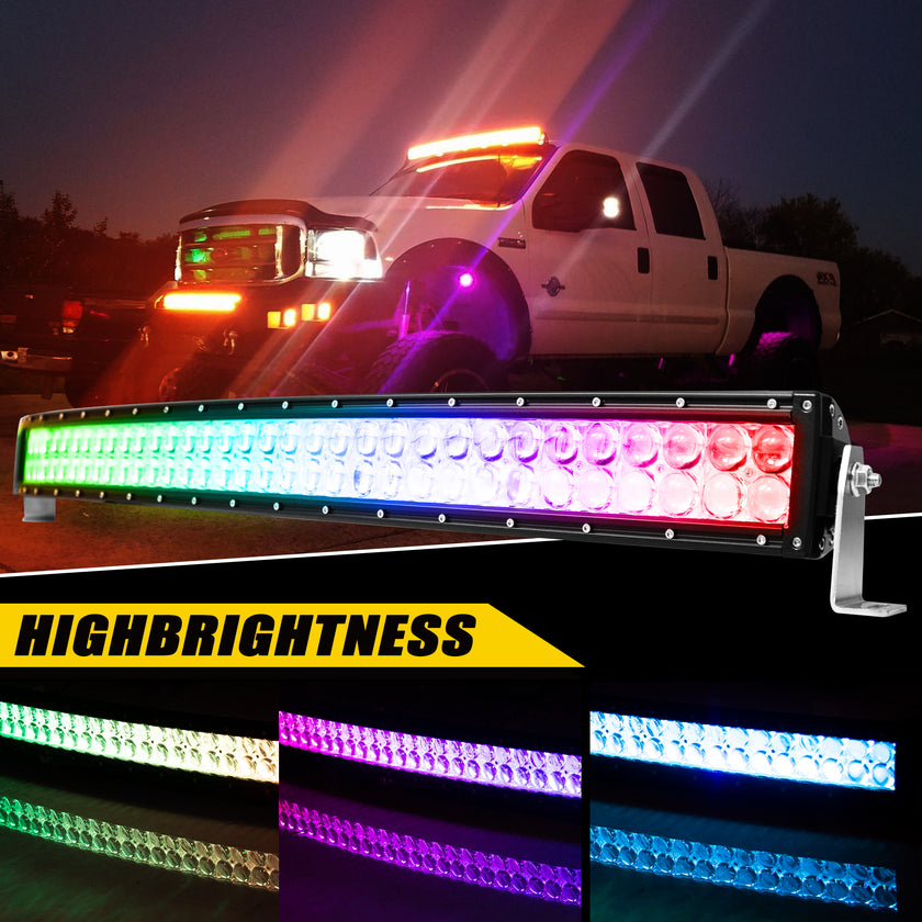 Nicoko 32" 180W Led Curved Chase Light Bar IP68 Waterproof Free Wiring Harness LED Strobe Flashing Light Bar Off Road Driving Fog Lamp for Jeeps, UTV, ATV, RZR, Trucks etc