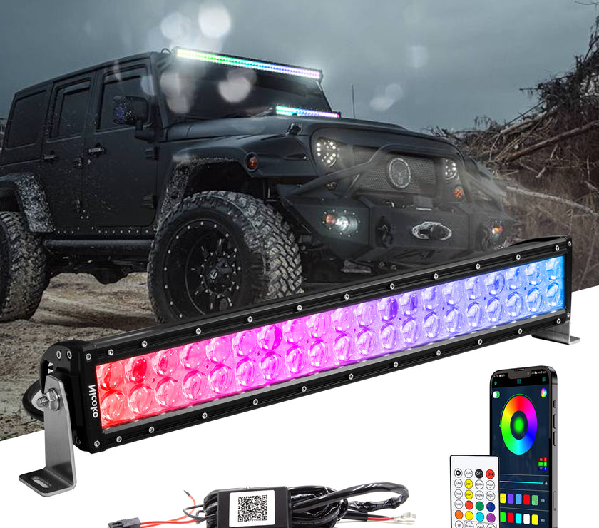 Nicoko 22" 120W Led Straight Chase Light Bar IP68 Waterproof Free Wiring Harness LED Strobe Flashing Light Bar Off Road Driving Fog Lamp for Jeeps, UTV, ATV, RZR, Trucks etc