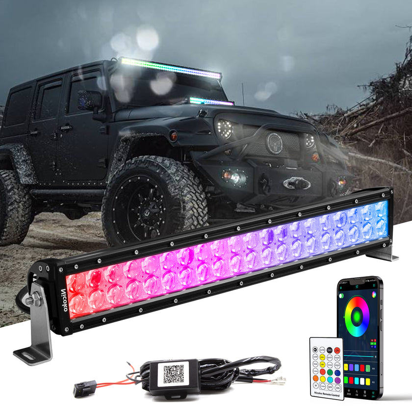 Nicoko 22" 120W Led Straight Chase Light Bar IP68 Waterproof Free Wiring Harness LED Strobe Flashing Light Bar Off Road Driving Fog Lamp for Jeeps, UTV, ATV, RZR, Trucks etc