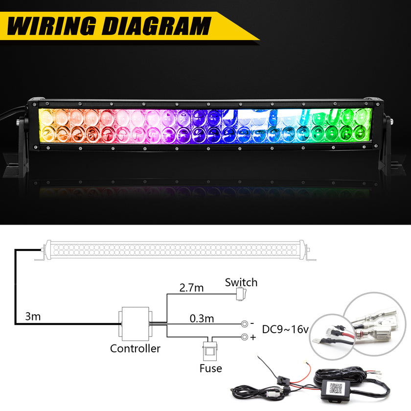 Nicoko 22" 120W Led Curved Chase Light Bar IP68 Waterproof Free Wiring Harness LED Strobe Flashing Light Bar Off Road Driving Fog Lamp for Jeeps, UTV, ATV, RZR, Trucks etc