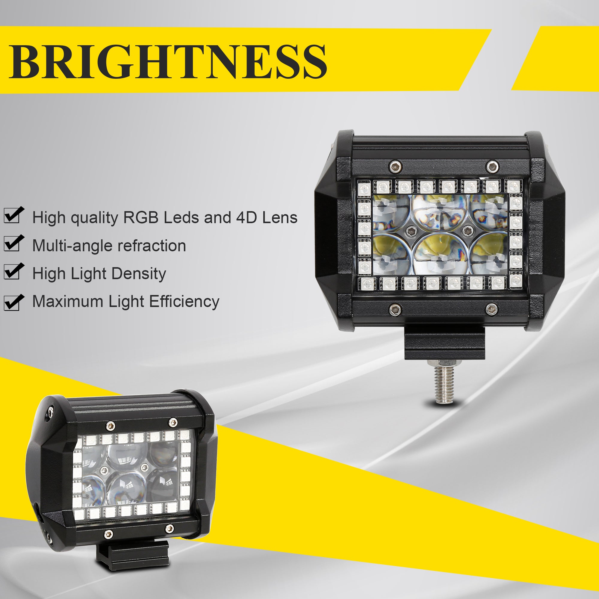 Nicoko RGB Led pods 2 pcs 4Inch 18W 1560LM Multicolor Spot