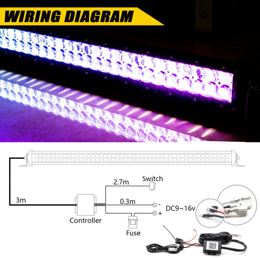 Nicoko 32" 180W Led Straight Chase Light Bar IP68 Waterproof Free Wiring Harness LED Strobe Flashing Light Bar Off Road Driving Fog Lamp for Jeeps, UTV, ATV, RZR, Trucks etc