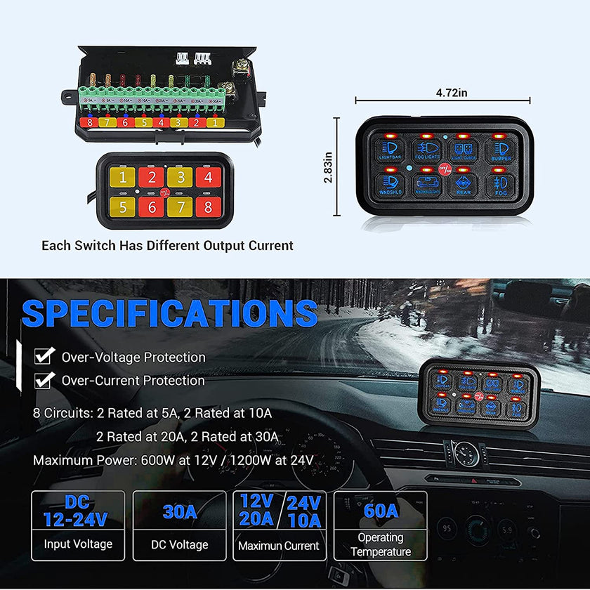 Nicoko Bluetooth RGB 8 Gang Switch Panel for Chasing Lights