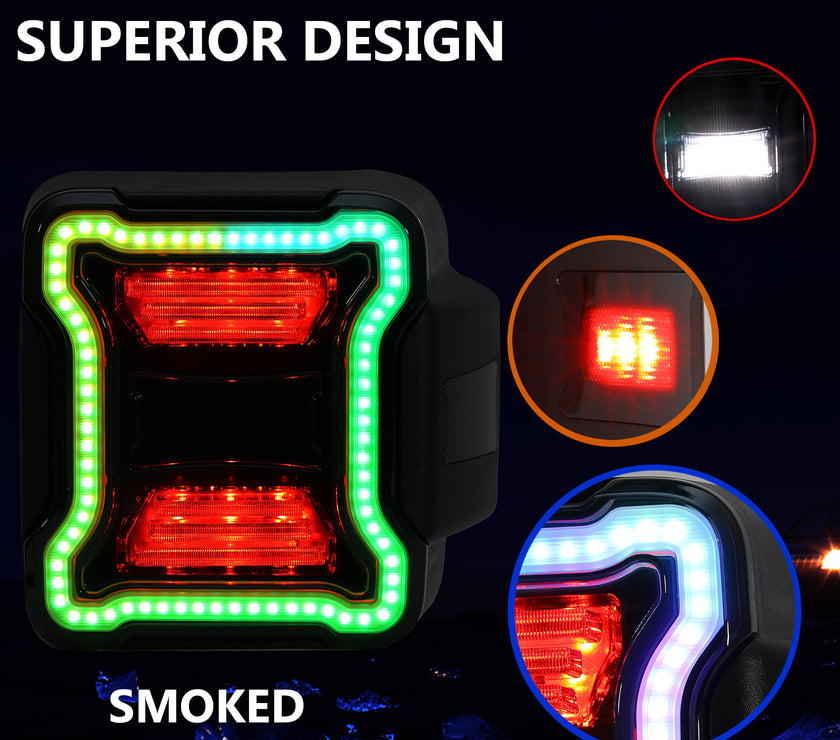 Nicoko LED JL Tail Lights w/Brake Light & Turn Signal Function