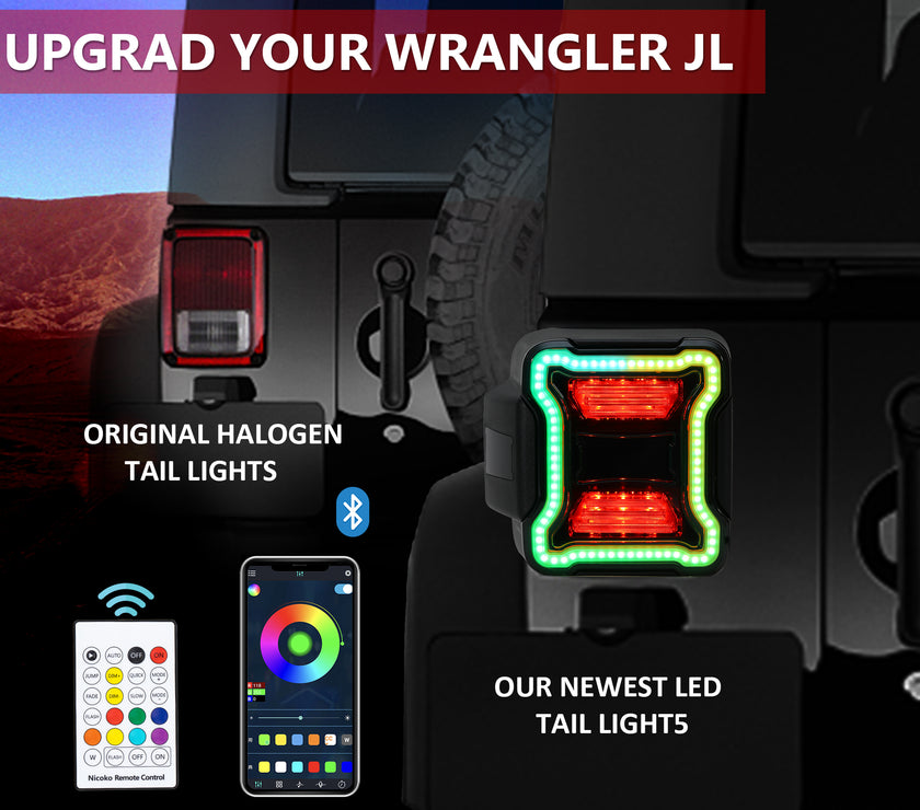 Nicoko LED JL Tail Lights w/Brake Light & Turn Signal Function