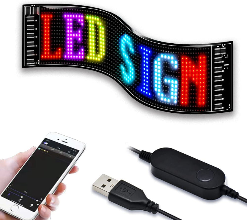 Nicoko LED Matrix panel Bluetooth APP Control USB 5V Flexible LED Screen Scrolling Text Pattern Animation LED sign display 4.8x38.5 inch