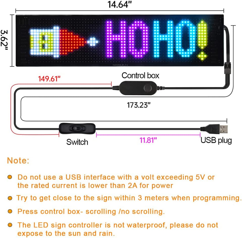 Nicoko LED Matrix panel Bluetooth APP Control USB 5V Flexible LED Screen Scrolling Text Pattern Animation LED sign display 2.7x6.7 inch