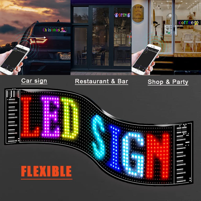 Nicoko LED Matrix panel Bluetooth APP Control USB 5V Flexible LED Screen Scrolling Text Pattern Animation LED sign display 2.7x6.7 inch