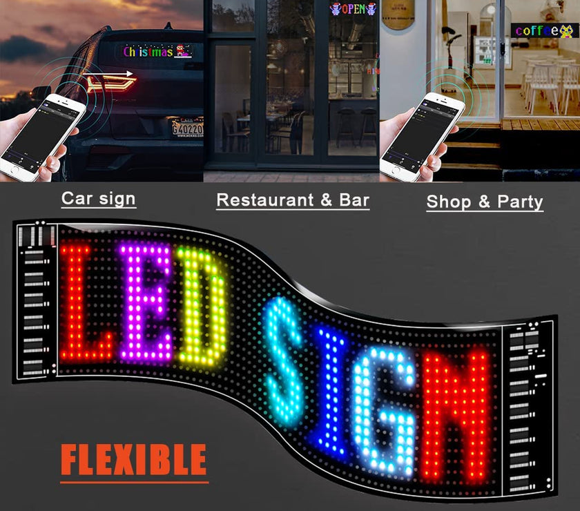 Nicoko LED Matrix panel Bluetooth APP Control USB 5V Flexible LED Screen Scrolling Text Pattern Animation LED sign display 4.8x26.8 inch