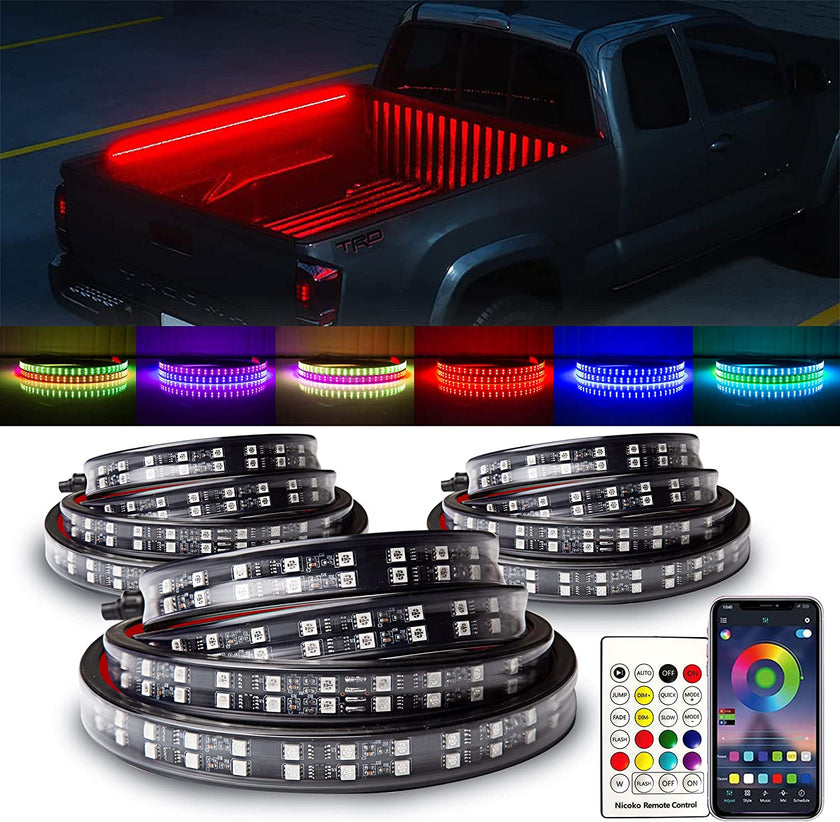 Nicoko 3pcs 60'' Double Truck Bed Bluetooth Lights Kit with APP & Wireless Remote Control