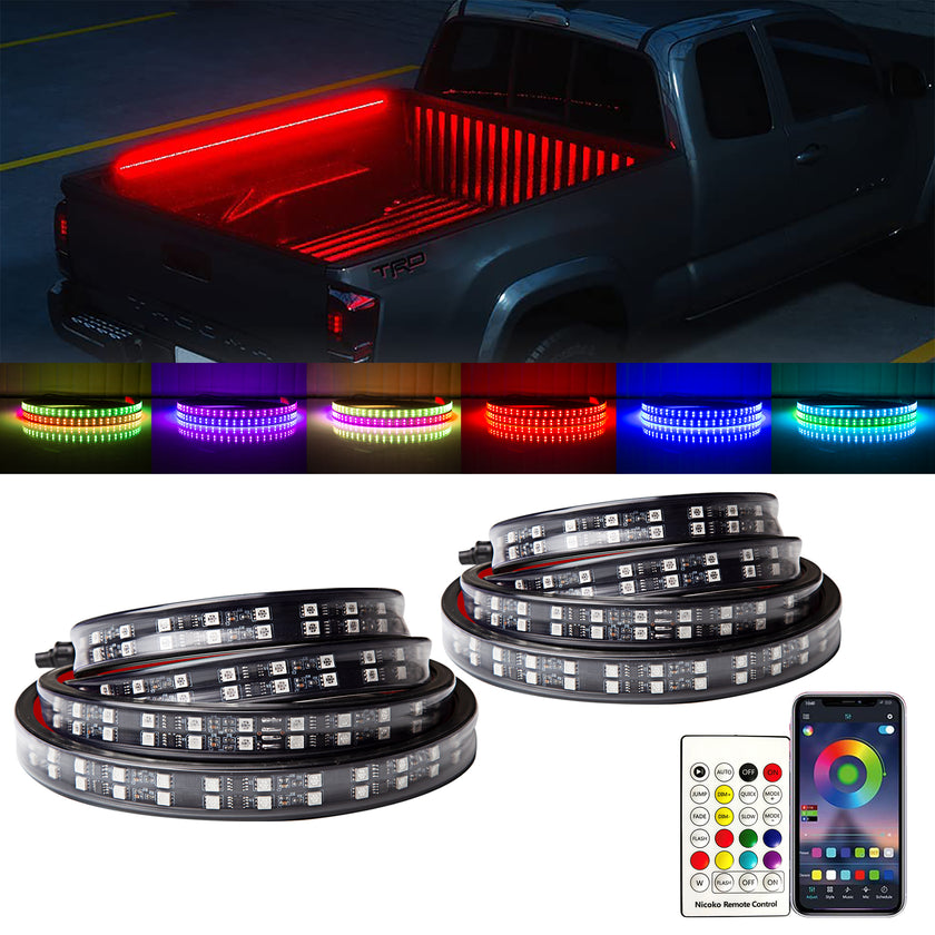 Nicoko 2pcs 60'' Double Truck Bed Bluetooth Lights Kit with APP & Wireless Remote Control