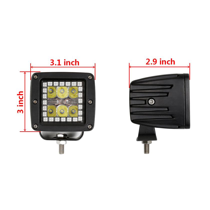 Nicoko Pack 2 Nicoko 3" 18w led Work Light bar Square pods